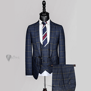 King Suits Checkered Three Piece