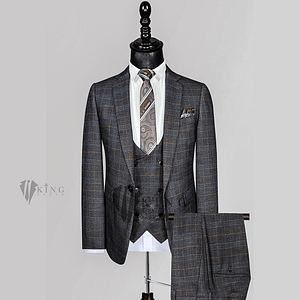 King Suits Checkered Three Piece
